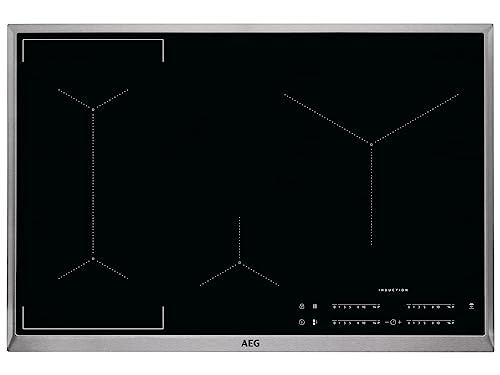 AEG IKE84441XB Autarkes Kochfeld / Herdplatte mit Touchscreen, Topferkennung & Hob²Hood-Funktion / Induktionskochplatte / 4 Kochzonen / Edelstahlrahmen / 80 cm Schwarz von AEG