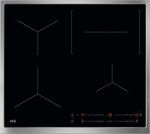 AEG Induktionskochfeld autark 60cm – 4 Flex-Zonen mit Bräterzone – 14 Stufen + Powerfunktion – SuperFlat Rahmen – Timer – Touch-Bedienung – kompatibel mit Haubenautomatik – TO64IC00XB von AEG
