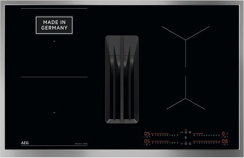 AEG Induktionskochfeld autark 80cm mit Dunstabzug – Made in Germany – 4 Flex-Kochzonen mit Bridge (Kombination 2er Zonen) – Auto-Funktion des Dunstabzugs – Aktivkohlefilter – TH84CB0FRB von AEG