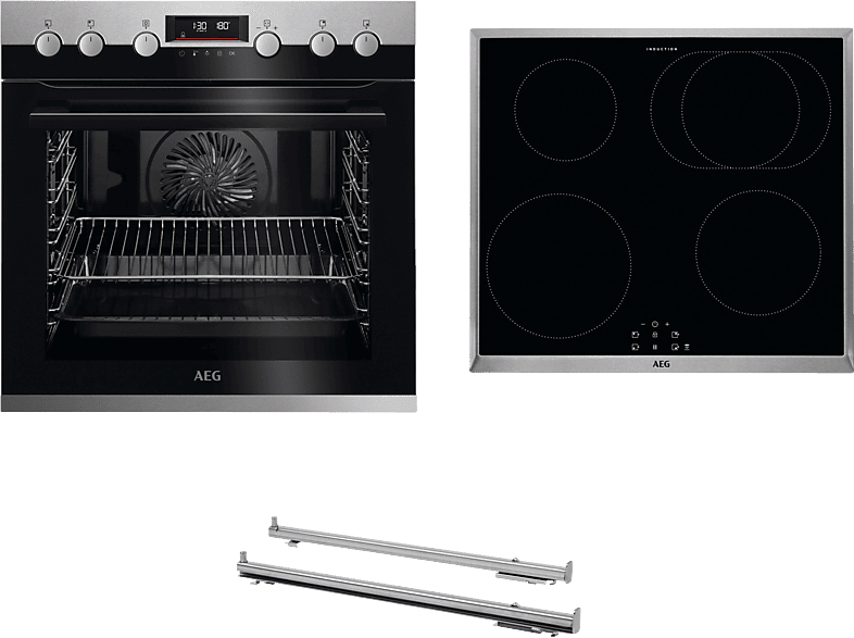 AEG KOMBI43PI Serie 6000 mit SurroundCook Ringheißluftsystem (mit Pyrolyse), Einbauherdset (Induktionskochfeld, A+, 71 l) von AEG