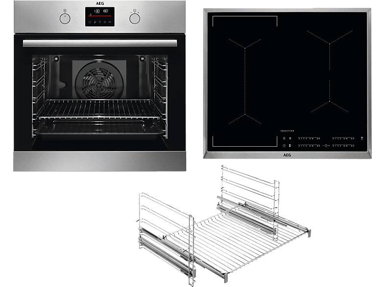 AEG MAXIB306PI Serie 6000 mit SurroundCook Ringheißluftsystem (mit Pyrolyse), Einbaubackofenset (Induktionskochfeld, A+, 72 l) von AEG