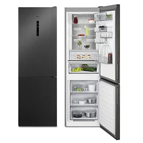 AEG RCB732E5MB Freistehende Kühl-Gefrierkombination / Serie 8000 mit Cooling 360° / 1860 mm / Gefrierteil unten / 330 L / NoFrost / Farbe: Black Stainless Steel, Seiten dunklegrau / E von AEG