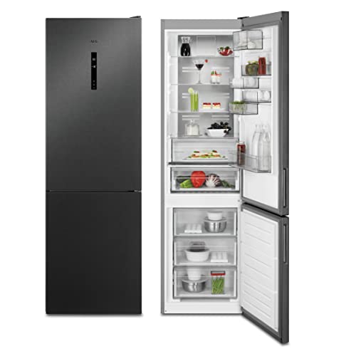 AEG RCB736D5MB Freistehende Kühl-Gefrierkombination / Serie 8000 mit Cooling 360° / 2010 mm / Gefrierteil unten / 366 L / NoFrost / Farbe: Black Stainless Steel, Seiten dunklegrau / D von AEG