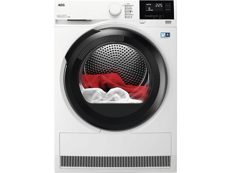 AEG TR8T60685 Trockner Serie 8000 AbsoluteCare® mit Trommelsteuerung (8 kg, A+++, Weiß / Schwarz Weiß) von AEG