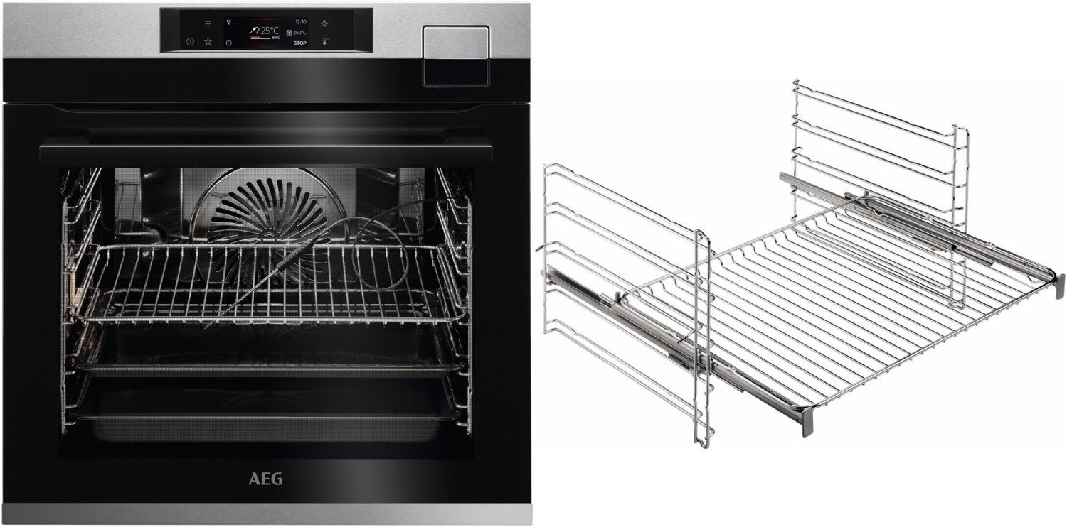 BFH79282V2 Elektro-Backofen mit Dampfgarer bestehend aus BSE79828BM + TR1LFSTV edelstahl/cleansteel von AEG
