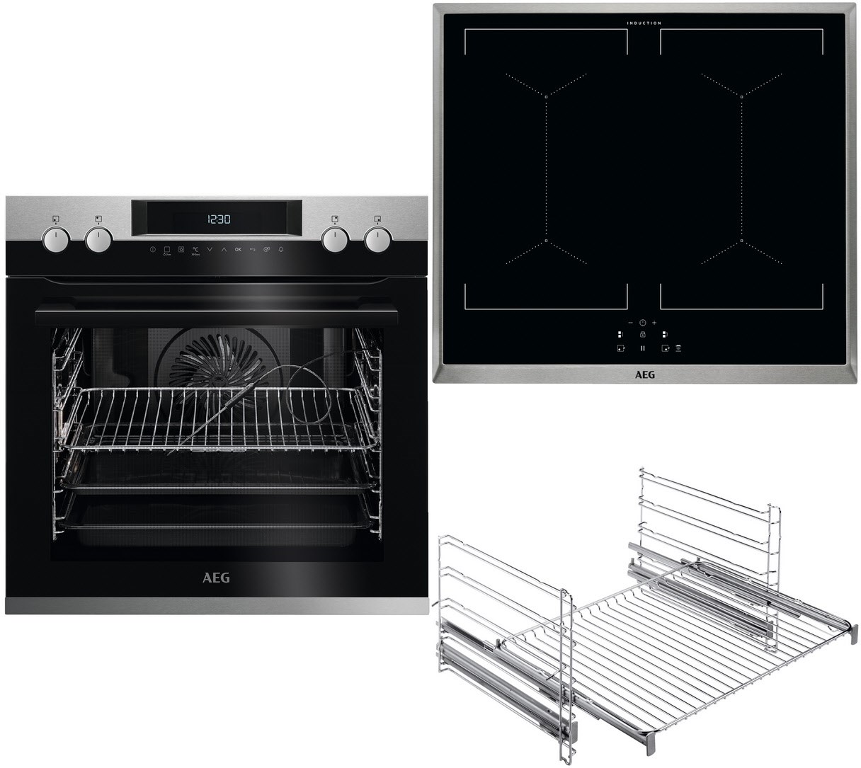 EUR651IN Herdset mit Induktionskochfeld bestehend aus EPE63522BM+IEE64050XB+TR2LFV edelstahl/cleanst von AEG