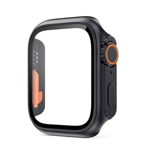 AEMALL Change To Ultra 49 mm Displayschutzfolie für Apple Watch Gehäuse 40 mm 44 mm 45 mm 41 mm PC-Abdeckung Glasfolie iWatch Serie 8 7 6 5 4 SE (Farbe: Schwarz, Größe: 45 mm) von AEMALL