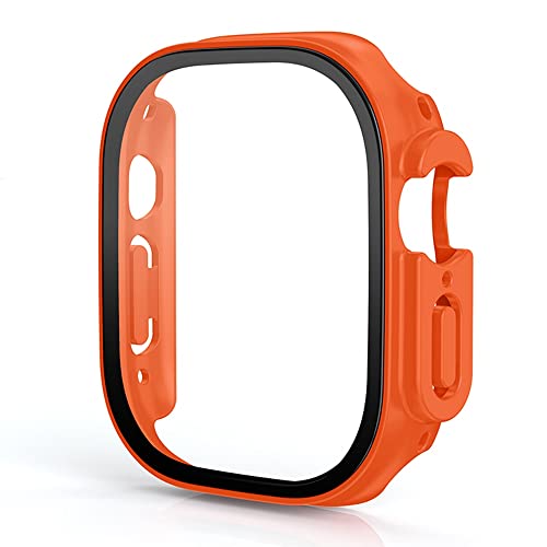 AEMALL Glas + Abdeckung für Apple Watch Gehäuse 49 mm Bumper gehärtetes Gehäuse Apple Watch Ultra Displayschutzfolie Iwatch Serie Ultra 49 mm Gehäuse (Farbe: Orange, Größe: Ultra 49 mm) von AEMALL