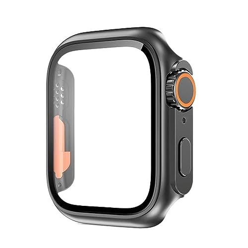 AEMALL Glashülle für Apple Watch 44 mm 45 mm 41 mm 40 mm 42 mm 38 mm Displayschutzfolie Abdeckung Ändern Ultra Bumper iWatch Serie 8 7 SE 6 5 3 (Farbe: Schwarz-Rot, Größe: 38 mm) von AEMALL