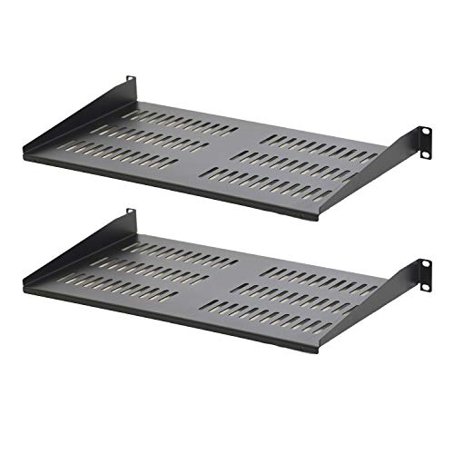 Aeons 1U Universal-Server-Rack-Regal, belüftet, freischwingend, 25,4 cm tief, für 48,3 cm (19 Zoll) IT-Netzwerk-Rack-Gehäuse, festes Server-Rack-Schrankregal, 2 Stück von AEONS