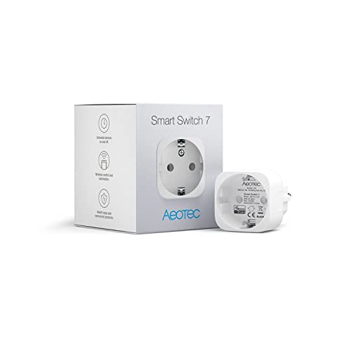 Aeotec Smart Switch 7 | Z-Wave Plus Smart Home Steckdose | Schaltsteckdose sehr klein | Messsteckdose |App steuerbar (Smart Home Hub erforderlich)| schaltbare Steckdose | Hausautomation, Haussteuerung von AEOTEC