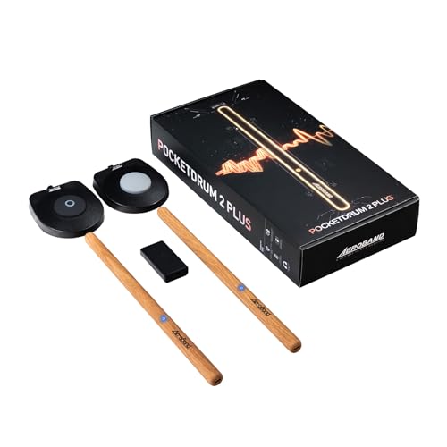 AeroBand PocketDrum 2 Plus Elektronisches Air Drum, tragbares leises Schlagzeug-Set, inklusive Drumsticks, Pedale, 8 Sounds, MIDI-Funktion,Geschenk für Erwachsene und Kinder von AEROBAND