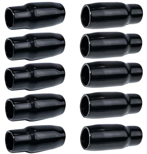 AЕRZETIX - C53745 - Set mit 10 wasserdichten Isolierhülsen für F-stecker koaxialkabel - länge 33mm - schutzkappe für TV/Sat/antennenanschluss - farbe schwarz - gummi von AERZETIX