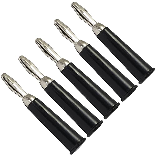 AЕRZETIX - C69004-5er-Set Bananenstecker männlich zum löten mit schwarzer kunststoffschale/-hülle - 46x10 mm - silberner stecker - lautsprecher kabel elektronischer test leitfähigkeit von AERZETIX