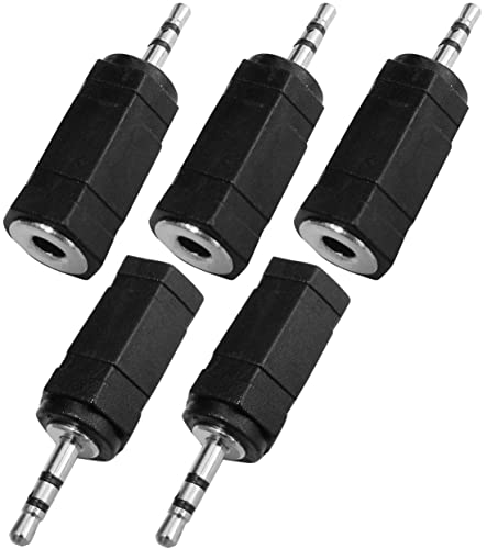 AERZETIX - C43824 - Set von 5 Adapter - Klinke 2.5mm männlich Stereo - Klinke 3.5mm weiblich Stereo - Farbe Schwarz von AERZETIX