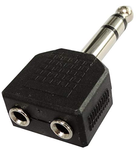 AERZETIX - C43840 - Set von 2 Adapter - Stecker Splitter Klinke 6.35mm männlich - Klinke 3.5mm weibliche Doppel - Stereo - Farbe Schwarz von AERZETIX