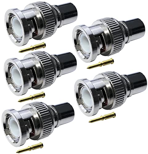 AERZETIX - C52730 - Satz von 5 Steckverbinder/koaxialsteckverbinder/anschlüsse stecker BNC männlich für Kabel RG6-U koaxial - kontaktstift - drehmontage von AERZETIX