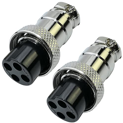 AERZETIX - C53324 - Satz von 2 Steckverbinder/anschlusstecker/verbinder mikrofon GX16-4p - stecker buchse weiblich gerader 4-poliger - zu verschweißenden - für kabel von AERZETIX