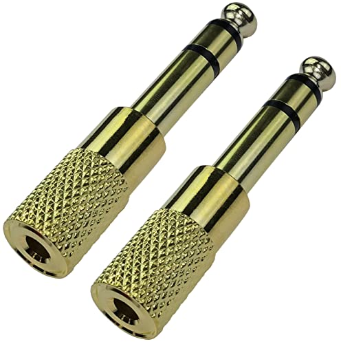 AERZETIX - C53356 - Satz von 2 Klinken/klinkenstecker/verbinder/steckverbinder/stecker/adapter stereo stecker männlich 6.3 mm bis 3.5 buchse weiblich - länge 53 mm - farbe gold von AERZETIX
