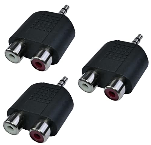 AERZETIX - C53620 - Satz von 3 Steckverbinder/Cinch-Kupplung/anschlüsse/Adapter/Splitter - Klinke 3.5mm Stereo stecker männlich auf 2X RCA weiblich Cinch-buchse von AERZETIX