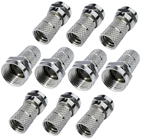 AERZETIX - C53753 - Satz von 10 Stecker anschlüsse verbinder SAT F ⌀6.5 mm männlich - zum einschrauben - für RG6U TV antenne empfänger satellitenschüssel - länge 20 mm - farbe silber - aus metall AERZETIX - C53753 - Satz von 10 Stecker anschlüsse verbinder SAT F ⌀6.5 mm männlich - zum einschrauben - für RG6U TV antenne empfänger satellitenschüssel - länge 20 mm - farbe silber - aus metall von AERZETIX