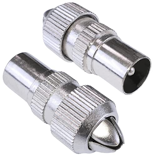 AERZETIX - C54440 - Set mit 2 - männlichen 9,5-mm-TV-antennenstecker/-adapter/-buchsen für koaxialkabel - länge 30 mm - aus metall von AERZETIX