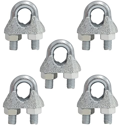 AERZETIX - C65293-5er-Set Drahtseilklemmen mit bügel - für draht Ø8 mm DIN 741 - gewinde M6 mm - hängende banner sonnensegel seile lichterketten - aus verzinktem stahl - silberfarben AERZETIX - C65293-5er-Set Drahtseilklemmen mit bügel - für draht Ø8 mm DIN 741 - gewinde M6 mm - hängende banner sonnensegel seile lichterketten - aus verzinktem stahl - silberfarben von AERZETIX