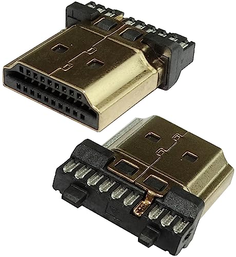 Aerzetix - C43793-2er - Set - HDMI - Stecker 19-polige Stifte - Stecker Typ A - Löten - zur Kabelreparatur von AERZETIX