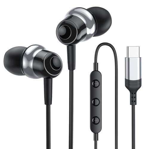 USB C Kopfhörer mit Kabel für Samsung Galaxy S24 Ultra S23 S22 Fe A55 A54 A34, USB C Kopfhörer with Mikrofon Volume Control für iPhone 16 15 Plus Pro Max, Pixel 6 6a 7a 8 5, Tablet, Laptop and usw von AESIGN