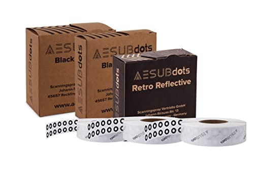 AESUB dots - Referenzpunkt für 3D Scannen, diffuse & retro reflektierende Reflexionsmarker (1,5 mm, Schwarz & Weiß) von AESUB