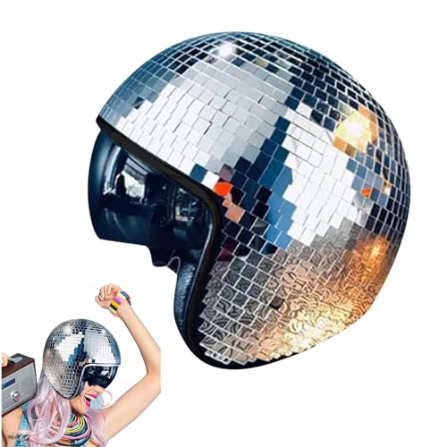 Silber Discokugel Hüte Discokugel Spiegelhut Disco Ball Bucket Hat Für DJs Glitzer Hut Neuheit Party Hut Disco Dekor Helme mit Einziehbarem Visier DJ Club Bühne Bar Party Hochzeit Dance von AEbdgdd