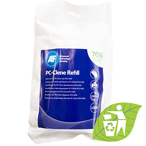 AF PC-Clene Refill Öko-Nachfüllbeutel mit 100 imprägnierten PC-Clene PCC100 Reinigungstüchern von AF