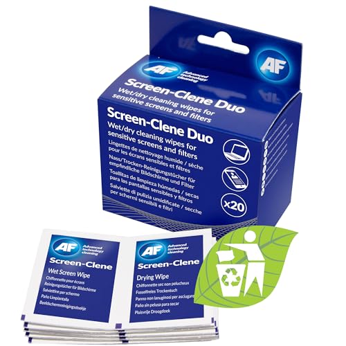 AF SCR020 Screen-Clene duo Reinigungstücher 8,6x12,4x5cm silber/blau Inh.20 Paar von AF