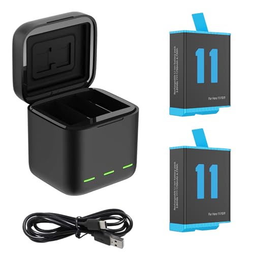 2er Pack Ersatzakkus mit Ladegerät für GoPro 12/11/10/9, 3-Kanal Akku-Ladebox mit 2 wiederaufladbaren Lithium-Ionen-Akkus+Typ C Kabel für GoPro Hero 11 10 9 Schwarz 2er Pack Ersatzakkus mit Ladegerät für GoPro 12/11/10/9, 3-Kanal Akku-Ladebox mit 2 wiederaufladbaren Lithium-Ionen-Akkus+Typ C Kabel für GoPro Hero 11 10 9 Schwarz von AFAITH