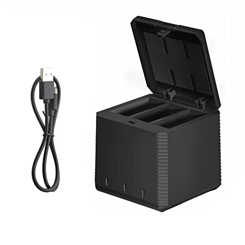 AFAITH 3-Kanal-Ladegerät für GoPro Hero 11 10 9 Black, Schnellladebatteriespeicher Ladegerät mit USB-Typ-C-Kabel für GoPro Hero 11 10 9 Black von AFAITH