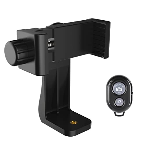 AFAITH Handy Stativ Adapter, Universal Smartphone Mount Adapter Halter + Bluetooth Auslöser Fernbedienung für iPhone 16/16 Pro/15/15 Pro/14/14 Pro/13/13 Pro/12 Mini/12 Pro von AFAITH