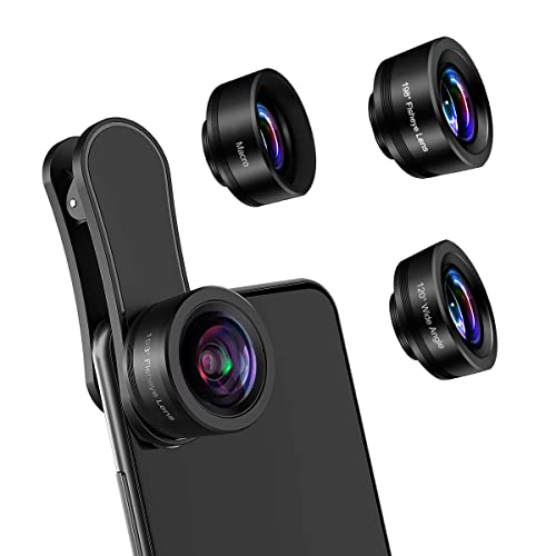 AFAITH Kameraobjektiv für Smartphone, 3 in 1 Set für Handylinsen, 20 x Makro-Objektiv & Fischaugen-Objektiv 198 ° & 120 ° Weitwinkelobjektiv für iPhone Samsung Huawei von AFAITH