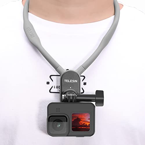 AFAITH Verbesserte Max Hals-Halterung für GoPro-Telefon, First Person POV Vlog Magnetische Biegbare Selfie Halskette Lanyard Halter Strap Mount für Go Pro Max Hero 11 10 9 8 7 DJI Osmo Action Insta360 von AFAITH