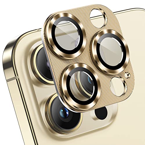 AFARER 2023 Neu [2 Pack] kompatibel mit iPhone 14 pro/14 pro max Kamera Schutzfolie Linse Kameraschutz Metall gehärtet Glas Abdeckung Starke Haftung 9H Härtegrad kratzfeste -Gold von AFARER