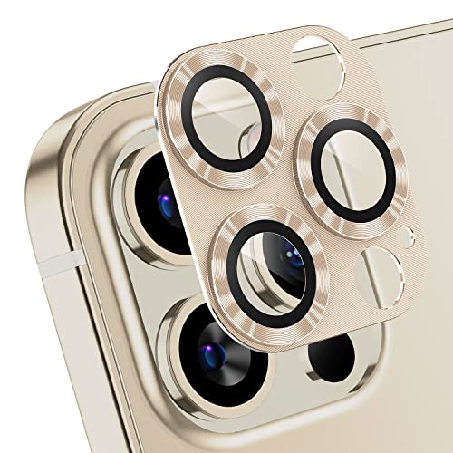 AFARER 2024 Neu [2 Pack] kompatibel mit iPhone 12 Pro Max Kamera Schutzfolie Linse Kameraschutz Metall gehärtet Glas Abdeckung Starke Haftung 9H Härtegrad kratzfeste -Gold von AFARER