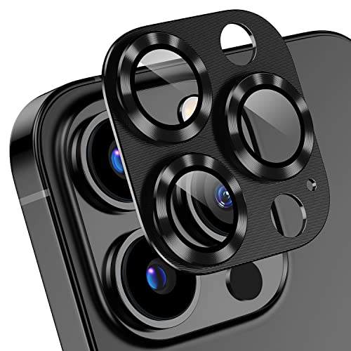 AFARER 2024 Neu [2 Pack] kompatibel mit iPhone 13 Pro/ 13 Pro Max Kamera Schutzfolie Linse Kameraschutz Metall gehärtet Glas Abdeckung Starke Haftung 9H Härtegrad kratzfeste -Schwarz von AFARER