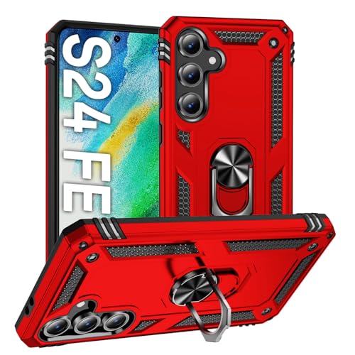 AFARER Handyhülle für Samsung Galaxy S24 FE Stoßfeste und Sturzfeste hülle mit 360 Grad Ring Ständer und magnetisches Eisenblech Duale Schichte Gehäuse Kompatibel mit Samsung S24 FE - Rot AFARER Handyhülle für Samsung Galaxy S24 FE Stoßfeste und Sturzfeste hülle mit 360 Grad Ring Ständer und magnetisches Eisenblech Duale Schichte Gehäuse Kompatibel mit Samsung S24 FE - Rot von AFARER