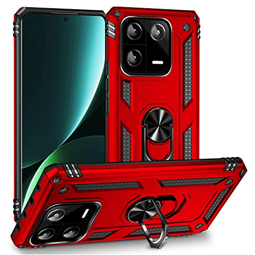 AFARER Handyhülle für Xiaomi 13 Pro Stoßfeste und Sturzfeste hülle mit 360 Grad Ring Ständer und magnetisches Eisenblech Duale Schichte Gehäuse Kompatibel mit Xiaomi 13 Pro - Rot von AFARER