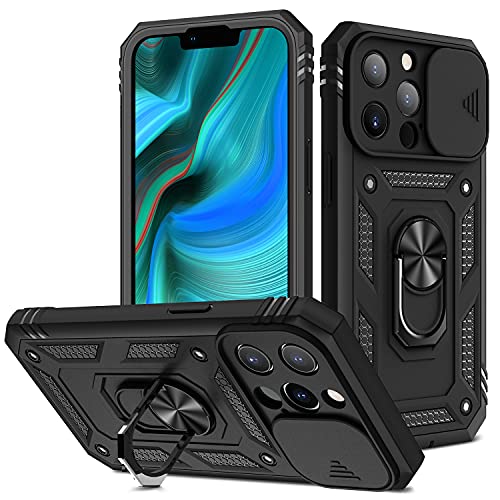 AFARER Handyhülle für iPhone 13 Pro,Hülle mit Kameraschieber,Schutzhülle mit 360 Grad Militä Ständer und magnetisches Eisenblech,Stehfunktion Case,Stoßfest Cover Kompatibel mit 13 Pro 6.1"-Schwarz AFARER Handyhülle für iPhone 13 Pro,Hülle mit Kameraschieber,Schutzhülle mit 360 Grad Militä Ständer und magnetisches Eisenblech,Stehfunktion Case,Stoßfest Cover Kompatibel mit 13 Pro 6.1"-Schwarz von AFARER