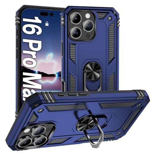 AFARER für iPhone 16 Pro Max Hülle mit 360° Ring Ständer mit magnetisches Eisenblech,16 promax Handyhülle Outdoor,Stoßfest Kratzfest Schutzhülle,panzerhülle iPhone 16 pro max 6.9",Blau AFARER für iPhone 16 Pro Max Hülle mit 360° Ring Ständer mit magnetisches Eisenblech,16 promax Handyhülle Outdoor,Stoßfest Kratzfest Schutzhülle,panzerhülle iPhone 16 pro max 6.9",Blau von AFARER