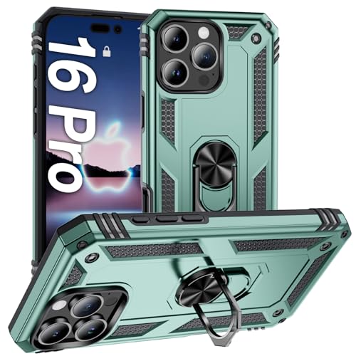 AFARER Handyhülle für iPhone 16 Pro Stoßfeste und Sturzfeste hülle,mit 360 Grad Ring Ständer und magnetisches Eisenblech,Duale Schichte Gehäuse Kompatibel mit iPhone 16 Pro 6.3"- Dunkelgrün AFARER Handyhülle für iPhone 16 Pro Stoßfeste und Sturzfeste hülle,mit 360 Grad Ring Ständer und magnetisches Eisenblech,Duale Schichte Gehäuse Kompatibel mit iPhone 16 Pro 6.3"- Dunkelgrün von AFARER