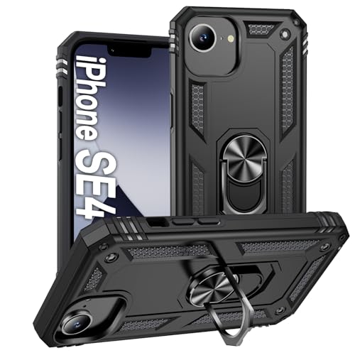 AFARER Handyhülle für iPhone 16e Stoßfeste und Sturzfeste hülle,mit 360 Grad Ring Ständer und magnetisches Eisenblech,Duale Schichte Gehäuse Kompatibel mit iPhone 16e - Schwarz AFARER Handyhülle für iPhone 16e Stoßfeste und Sturzfeste hülle,mit 360 Grad Ring Ständer und magnetisches Eisenblech,Duale Schichte Gehäuse Kompatibel mit iPhone 16e - Schwarz von AFARER