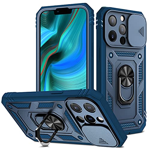 AFARER Hülle für iPhone 13 Pro Max, Kameraschutz Rüstung Duale Schichte Gehäuse mit 360 Grad Ring Ständer und magnetisches Eisenblech Kompatibel mit iPhone 13 Pro Max - Blau AFARER Hülle für iPhone 13 Pro Max, Kameraschutz Rüstung Duale Schichte Gehäuse mit 360 Grad Ring Ständer und magnetisches Eisenblech Kompatibel mit iPhone 13 Pro Max - Blau von AFARER