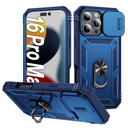 AFARER iPhone 16 Pro Max Hülle, Kameraschutz Rüstung Duale Schichte Gehäuse mit 360 Grad Ring Ständer und magnetisches Eisenblech Kompatibel mit iPhone 16 Pro Max -Blau AFARER iPhone 16 Pro Max Hülle, Kameraschutz Rüstung Duale Schichte Gehäuse mit 360 Grad Ring Ständer und magnetisches Eisenblech Kompatibel mit iPhone 16 Pro Max -Blau von AFARER