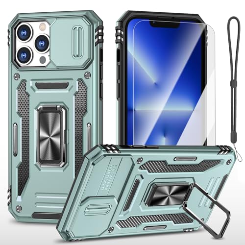 AFARER iPhone 12 Pro Max Hülle mit 360 Grad Ringhalterung und Kameraschieber, Militä robuste stoßfeste Handyhülle mit Bildschirmschutz und Handy-Lanyard für iPhone 12 Pro Max 6.7“-Grün AFARER iPhone 12 Pro Max Hülle mit 360 Grad Ringhalterung und Kameraschieber, Militä robuste stoßfeste Handyhülle mit Bildschirmschutz und Handy-Lanyard für iPhone 12 Pro Max 6.7“-Grün von AFARER